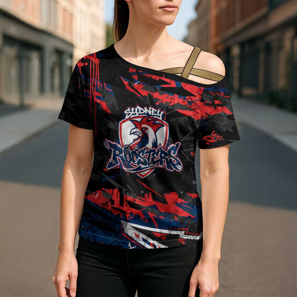 Personalized Sydney Roosters Cross Shoulder Shirt Graffiti Grunge Abstract Urban Street Style Design