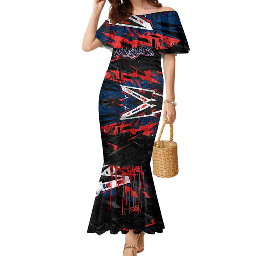 Personalized Sydney Roosters Family Matching Mermaid Dress and Hawaiian Shirt Graffiti Grunge Abstract Urban Street Style Design