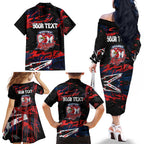 Personalized Sydney Roosters Family Matching Off The Shoulder Long Sleeve Dress and Hawaiian Shirt Graffiti Grunge Abstract Urban Street Style Design