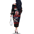 Personalized Sydney Roosters Family Matching Off The Shoulder Long Sleeve Dress and Hawaiian Shirt Graffiti Grunge Abstract Urban Street Style Design