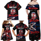 Personalized Sydney Roosters Family Matching Off Shoulder Maxi Dress and Hawaiian Shirt Graffiti Grunge Abstract Urban Street Style Design