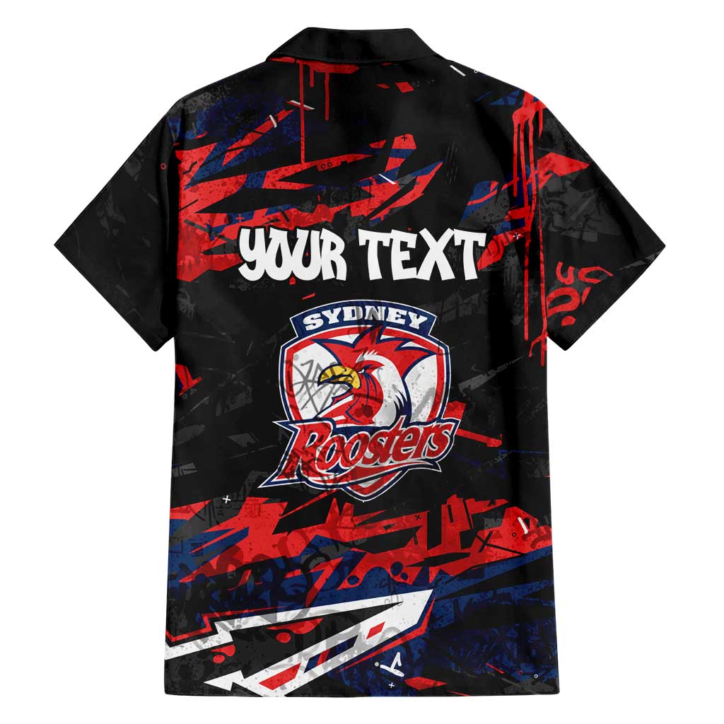 Personalized Sydney Roosters Family Matching Off Shoulder Short Dress and Hawaiian Shirt Graffiti Grunge Abstract Urban Street Style Design