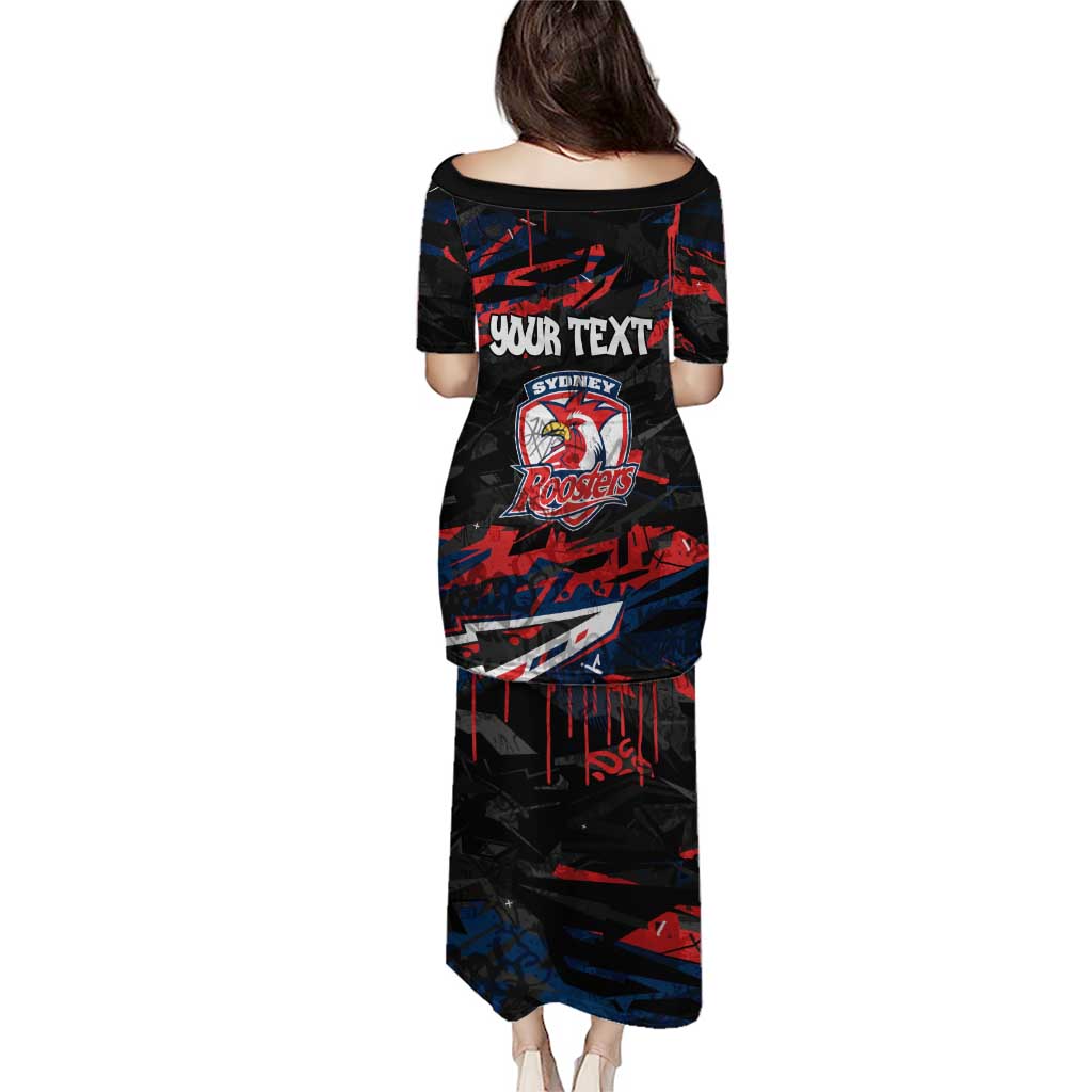 Personalized Sydney Roosters Family Matching Puletasi and Hawaiian Shirt Graffiti Grunge Abstract Urban Street Style Design