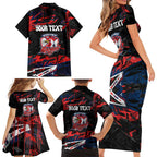 Personalized Sydney Roosters Family Matching Short Sleeve Bodycon Dress and Hawaiian Shirt Graffiti Grunge Abstract Urban Street Style Design