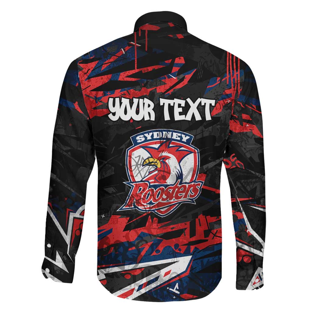 Personalized Sydney Roosters Family Matching Short Sleeve Bodycon Dress and Hawaiian Shirt Graffiti Grunge Abstract Urban Street Style Design