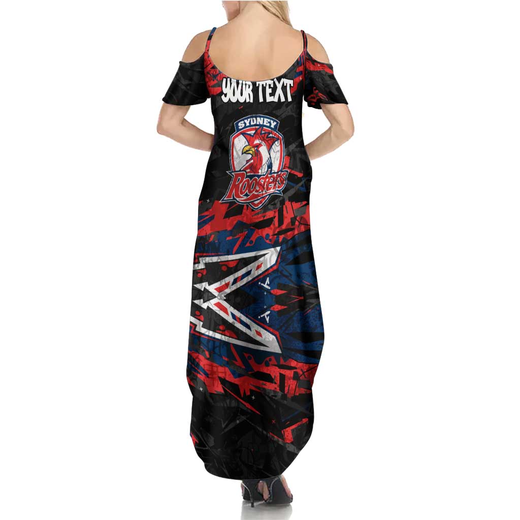 Personalized Sydney Roosters Family Matching Summer Maxi Dress and Hawaiian Shirt Graffiti Grunge Abstract Urban Street Style Design