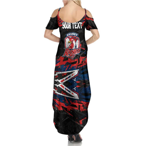 Personalized Sydney Roosters Family Matching Summer Maxi Dress and Hawaiian Shirt Graffiti Grunge Abstract Urban Street Style Design