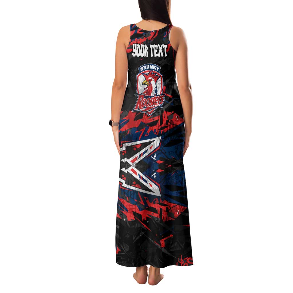 Personalized Sydney Roosters Family Matching Tank Maxi Dress and Hawaiian Shirt Graffiti Grunge Abstract Urban Street Style Design