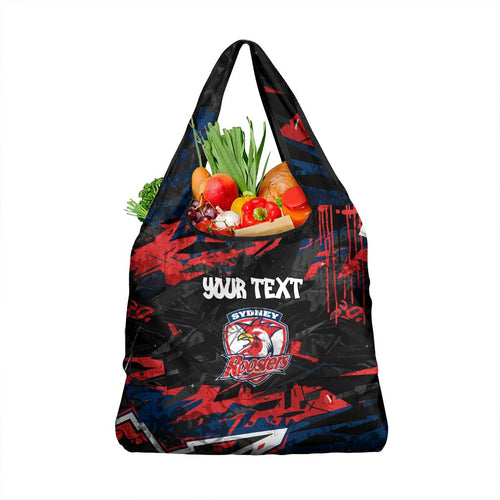Personalized Sydney Roosters Grocery Bag Graffiti Grunge Abstract Urban Street Style Design