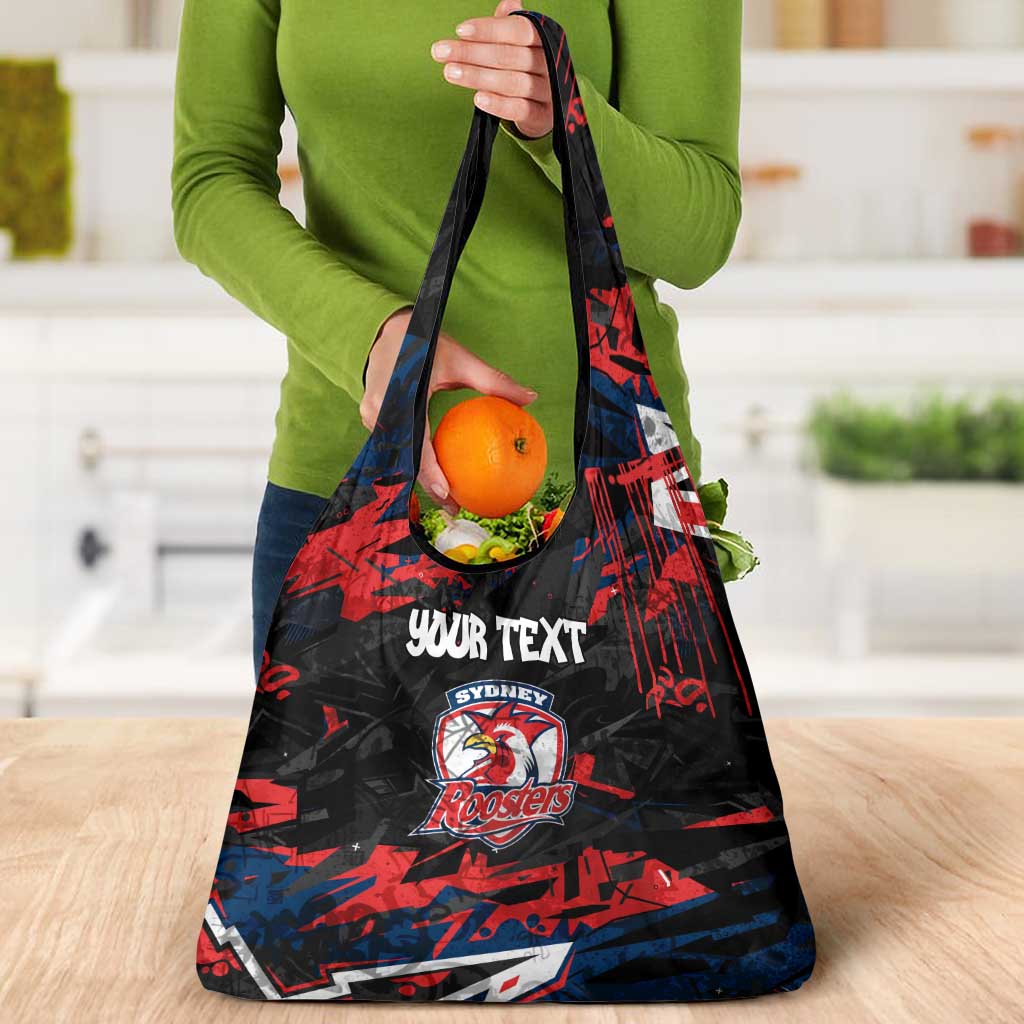 Personalized Sydney Roosters Grocery Bag Graffiti Grunge Abstract Urban Street Style Design