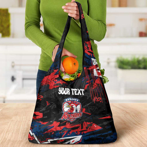 Personalized Sydney Roosters Grocery Bag Graffiti Grunge Abstract Urban Street Style Design