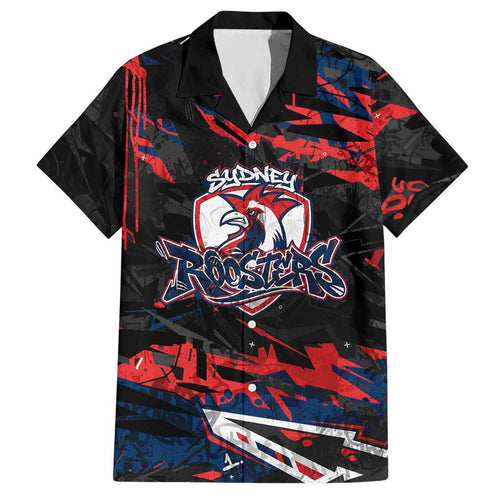 Personalized Sydney Roosters Hawaiian Shirt Graffiti Grunge Abstract Urban Street Style Design