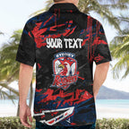 Personalized Sydney Roosters Hawaiian Shirt Graffiti Grunge Abstract Urban Street Style Design