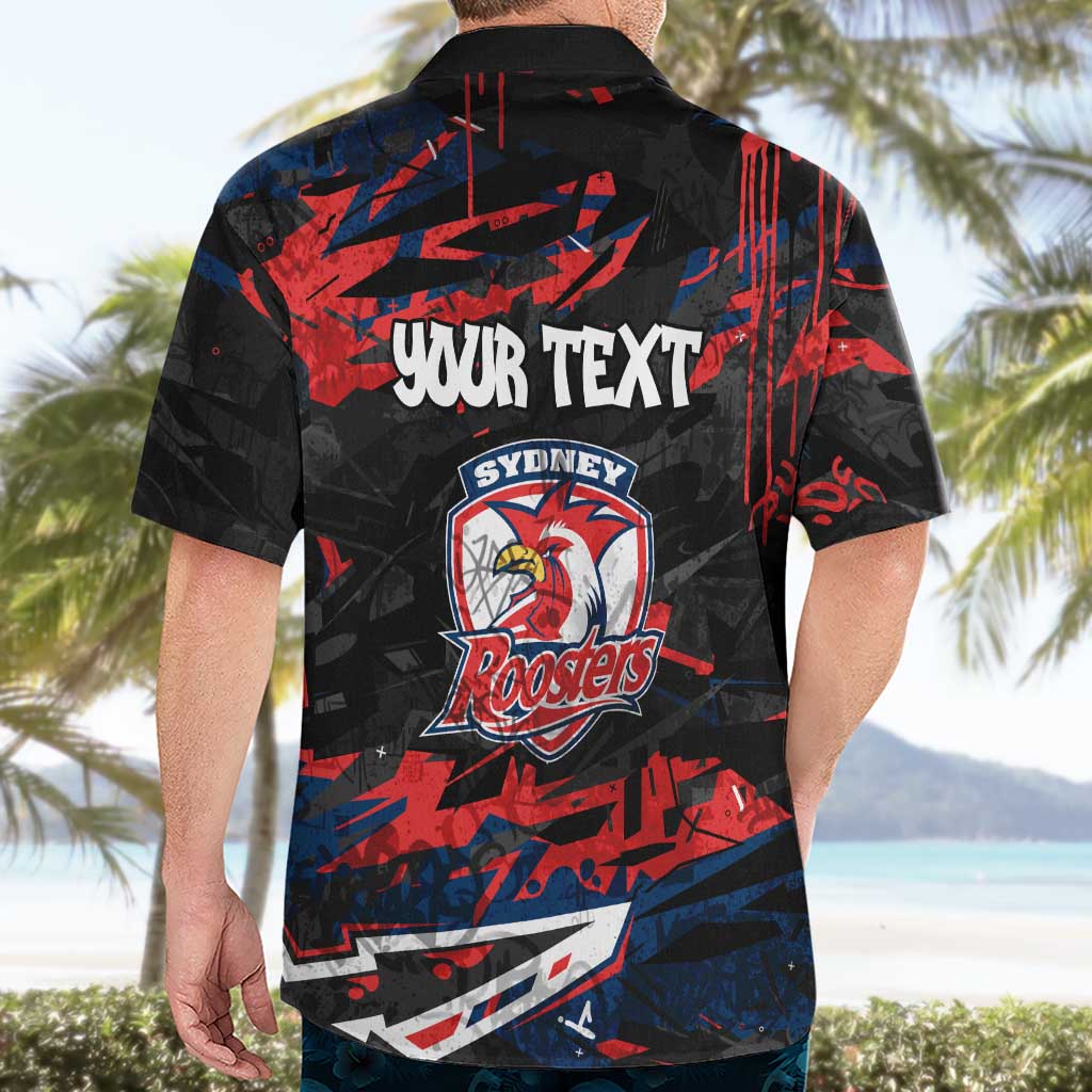 Personalized Sydney Roosters Hawaiian Shirt Graffiti Grunge Abstract Urban Street Style Design