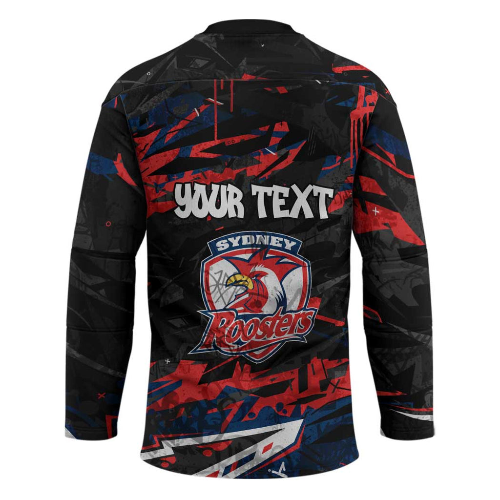Personalized Sydney Roosters Hockey Jersey Graffiti Grunge Abstract Urban Street Style Design