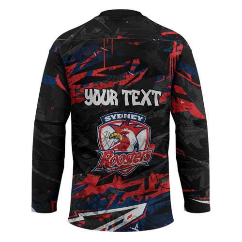 Personalized Sydney Roosters Hockey Jersey Graffiti Grunge Abstract Urban Street Style Design