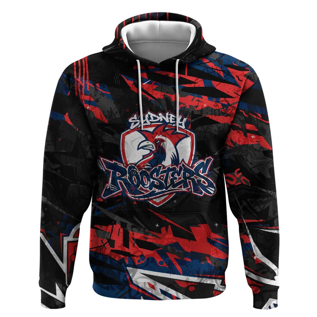 Personalized Sydney Roosters Hoodie Graffiti Grunge Abstract Urban Street Style Design