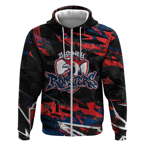 Personalized Sydney Roosters Hoodie Graffiti Grunge Abstract Urban Street Style Design