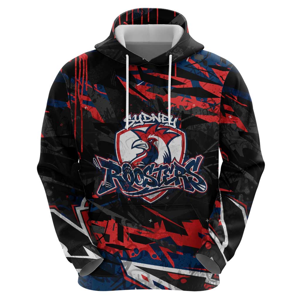 Personalized Sydney Roosters Hoodie Graffiti Grunge Abstract Urban Street Style Design
