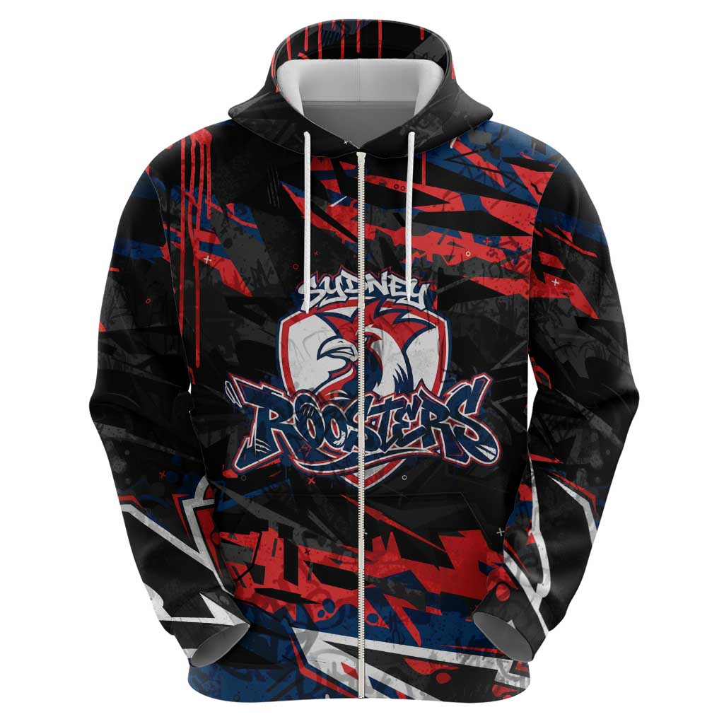 Personalized Sydney Roosters Hoodie Graffiti Grunge Abstract Urban Street Style Design