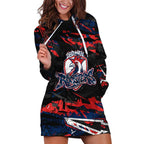 Personalized Sydney Roosters Hoodie Dress Graffiti Grunge Abstract Urban Street Style Design
