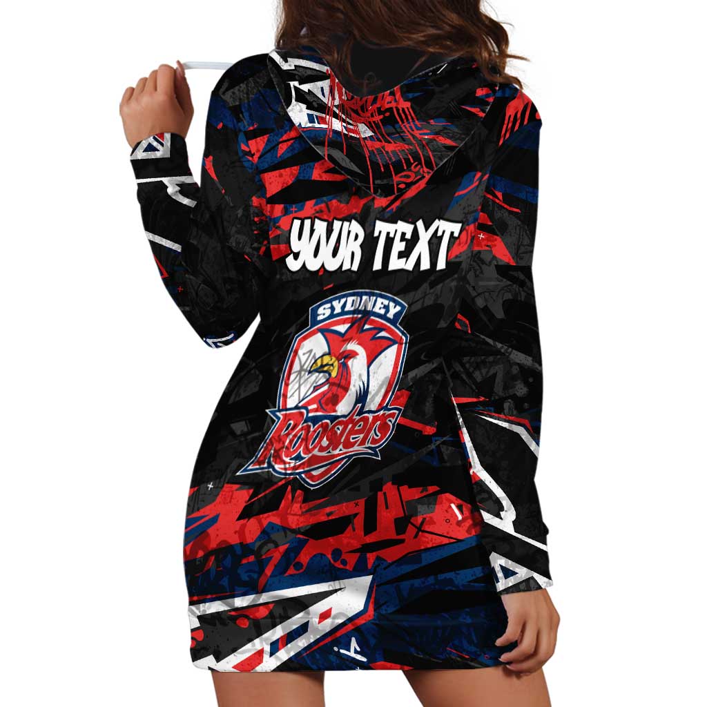 Personalized Sydney Roosters Hoodie Dress Graffiti Grunge Abstract Urban Street Style Design