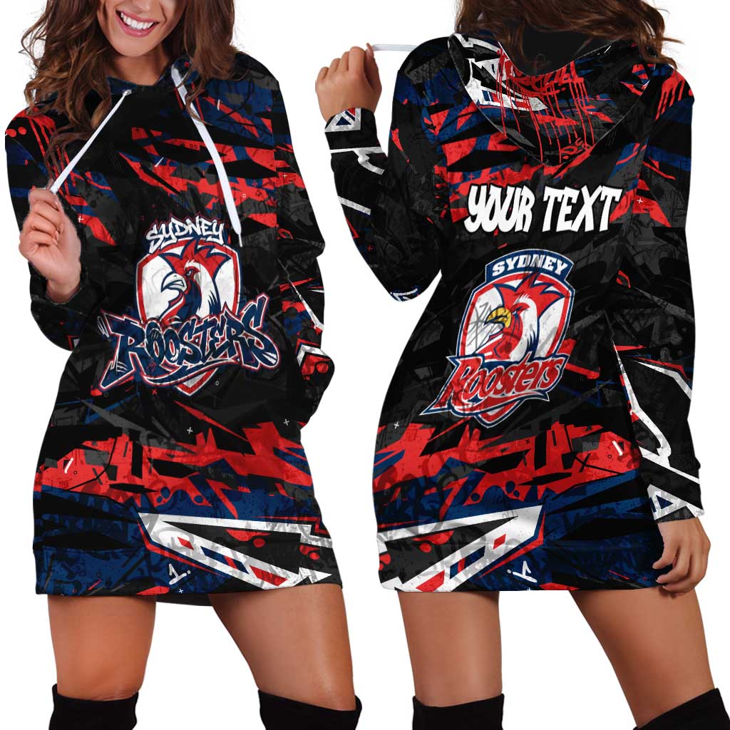 Personalized Sydney Roosters Hoodie Dress Graffiti Grunge Abstract Urban Street Style Design