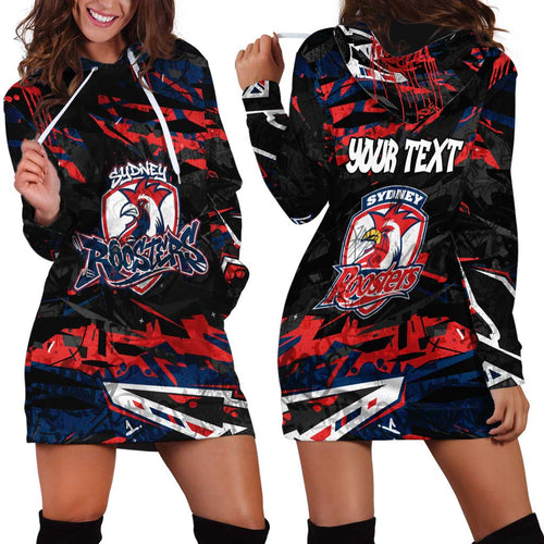 Personalized Sydney Roosters Hoodie Dress Graffiti Grunge Abstract Urban Street Style Design