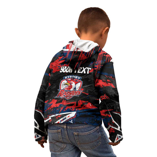Personalized Sydney Roosters Kid Hoodie Graffiti Grunge Abstract Urban Street Style Design