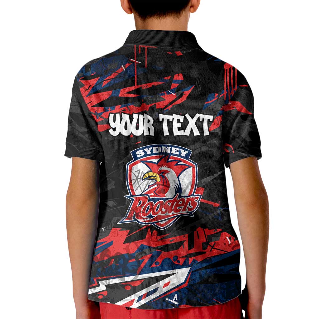 Personalized Sydney Roosters Kid Polo Shirt Graffiti Grunge Abstract Urban Street Style Design