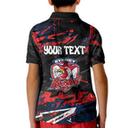 Personalized Sydney Roosters Kid Polo Shirt Graffiti Grunge Abstract Urban Street Style Design