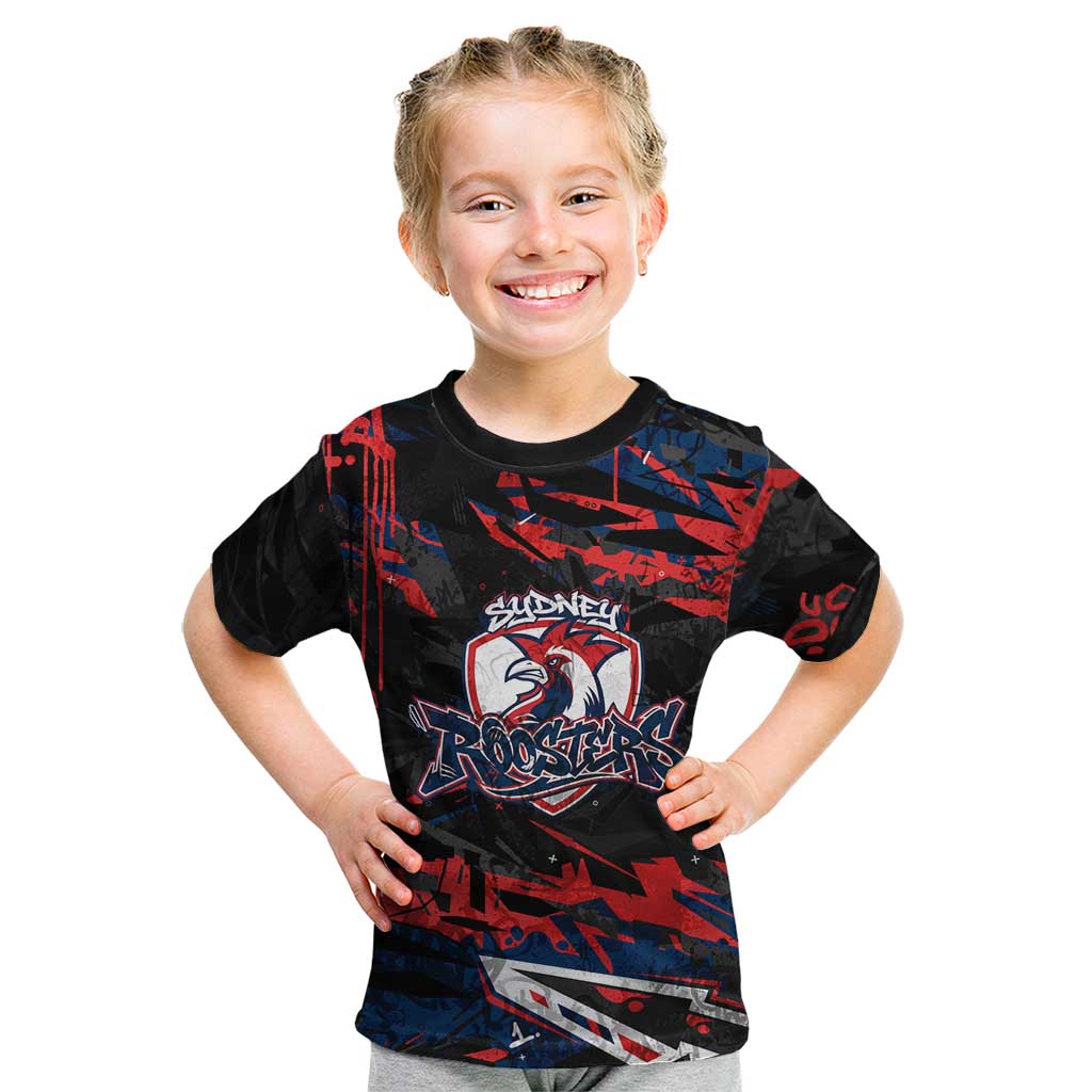 Personalized Sydney Roosters Kid T Shirt Graffiti Grunge Abstract Urban Street Style Design