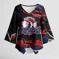 Personalized Sydney Roosters Kimono Sleeve Blouse Graffiti Grunge Abstract Urban Street Style Design