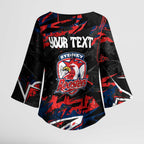 Personalized Sydney Roosters Kimono Sleeve Blouse Graffiti Grunge Abstract Urban Street Style Design