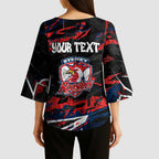 Personalized Sydney Roosters Kimono Sleeve Blouse Graffiti Grunge Abstract Urban Street Style Design