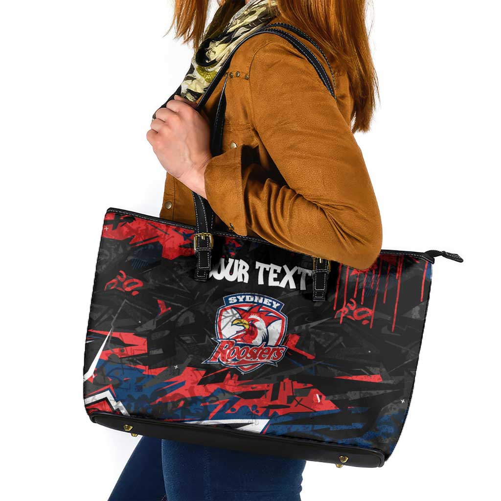 Personalized Sydney Roosters Leather Tote Bag Graffiti Grunge Abstract Urban Street Style Design