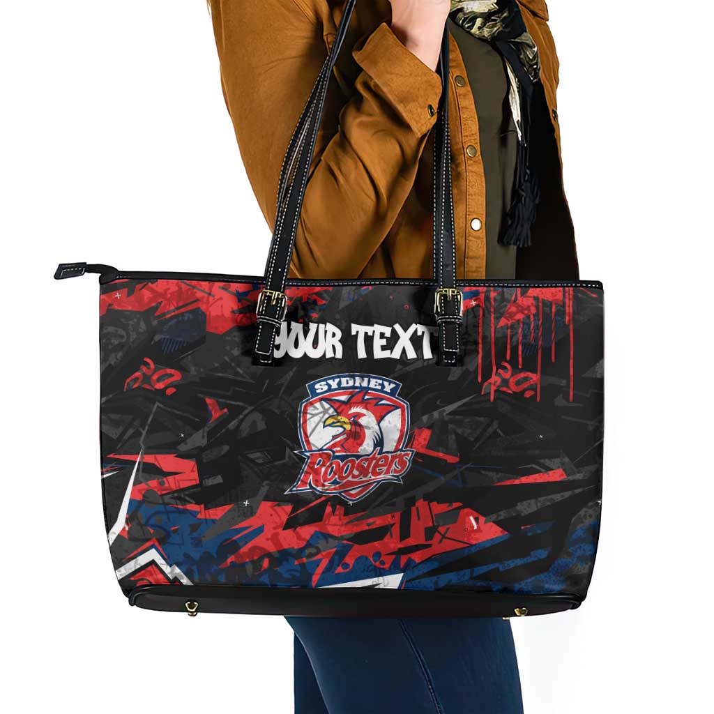 Personalized Sydney Roosters Leather Tote Bag Graffiti Grunge Abstract Urban Street Style Design