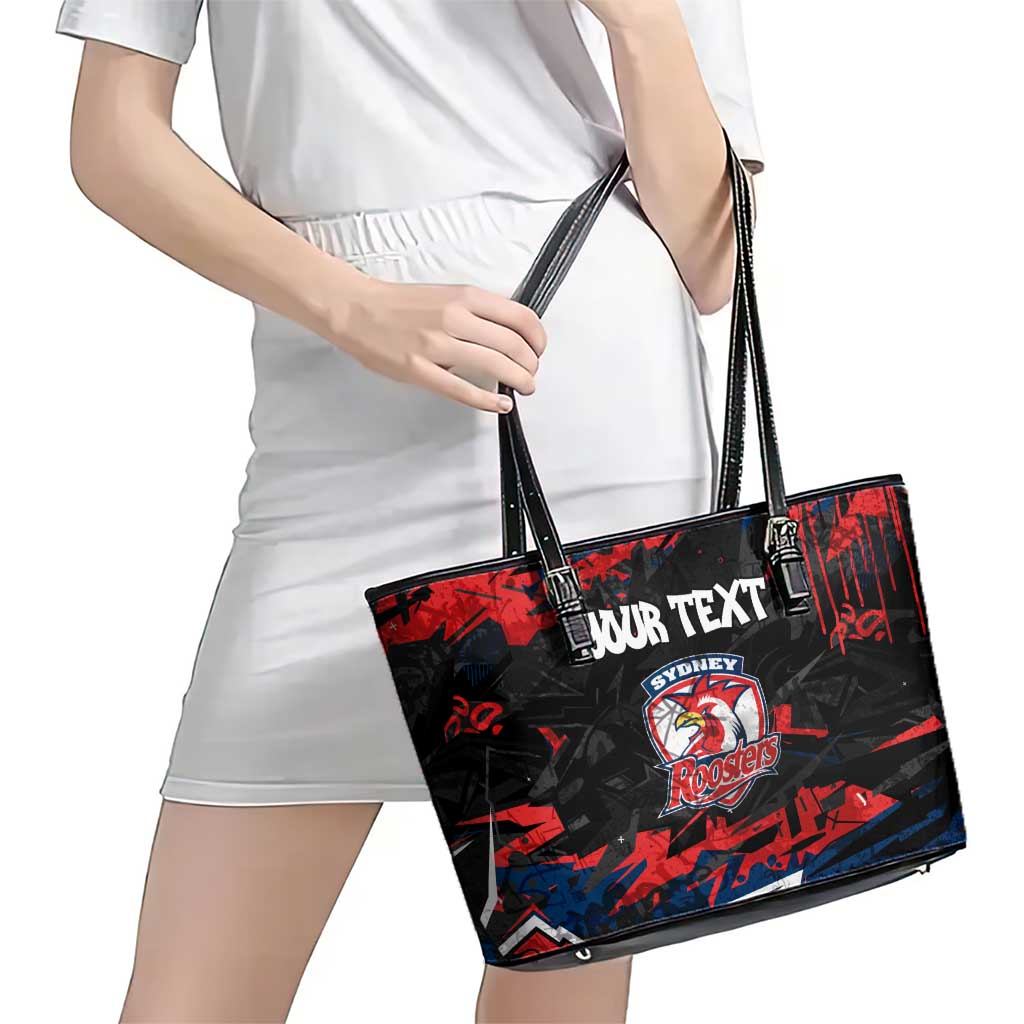 Personalized Sydney Roosters Leather Tote Bag Graffiti Grunge Abstract Urban Street Style Design