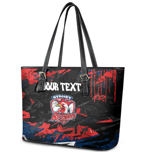 Personalized Sydney Roosters Leather Tote Bag Graffiti Grunge Abstract Urban Street Style Design