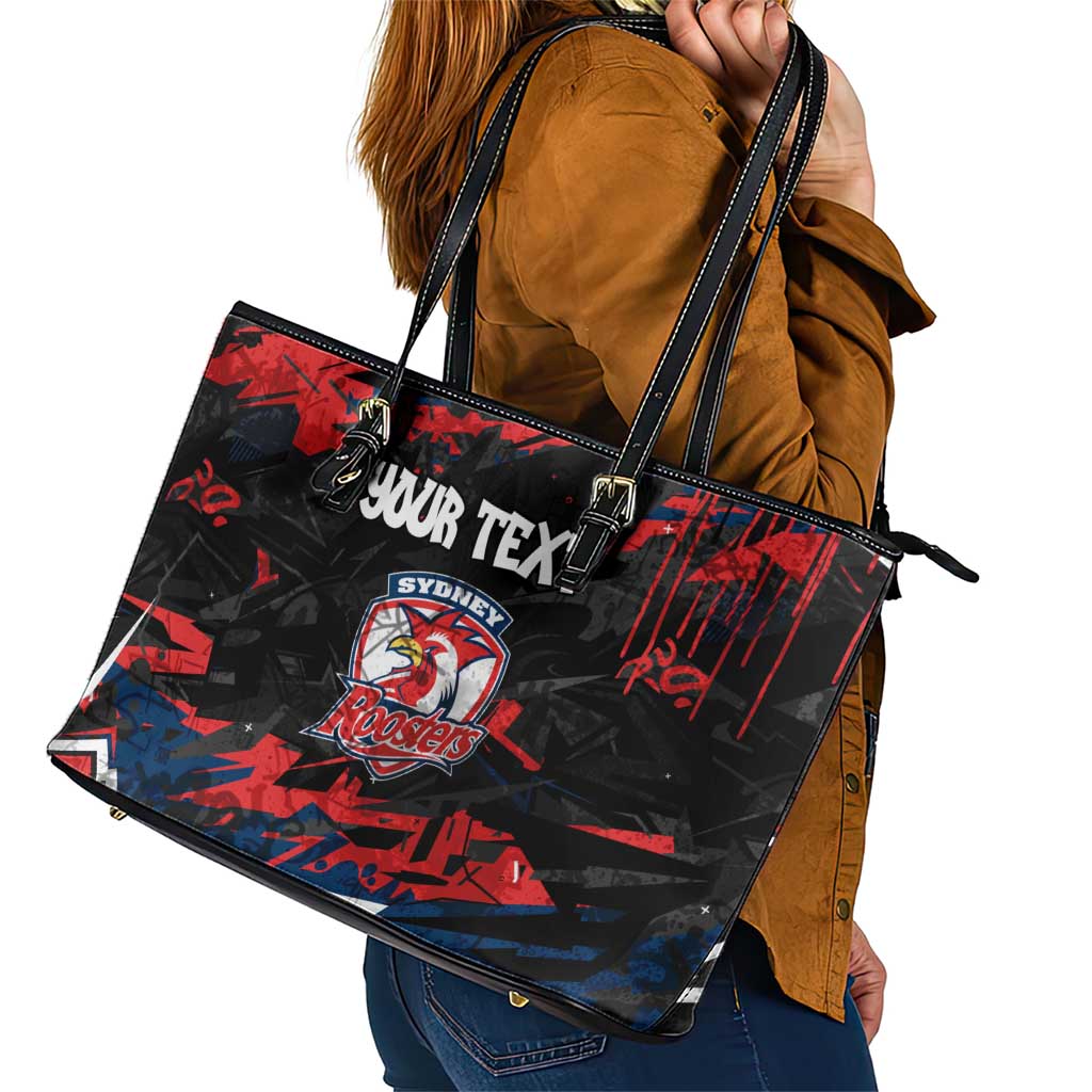 Personalized Sydney Roosters Leather Tote Bag Graffiti Grunge Abstract Urban Street Style Design