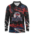 Personalized Sydney Roosters Long Sleeve Polo Shirt Graffiti Grunge Abstract Urban Street Style Design