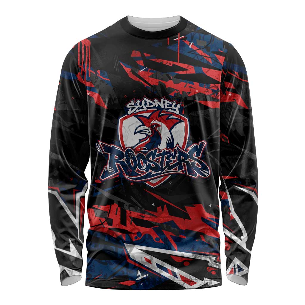 Personalized Sydney Roosters Long Sleeve Shirt Graffiti Grunge Abstract Urban Street Style Design