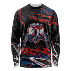Personalized Sydney Roosters Long Sleeve Shirt Graffiti Grunge Abstract Urban Street Style Design