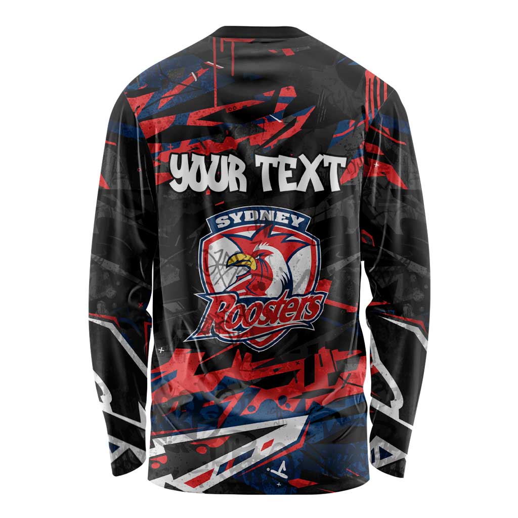 Personalized Sydney Roosters Long Sleeve Shirt Graffiti Grunge Abstract Urban Street Style Design