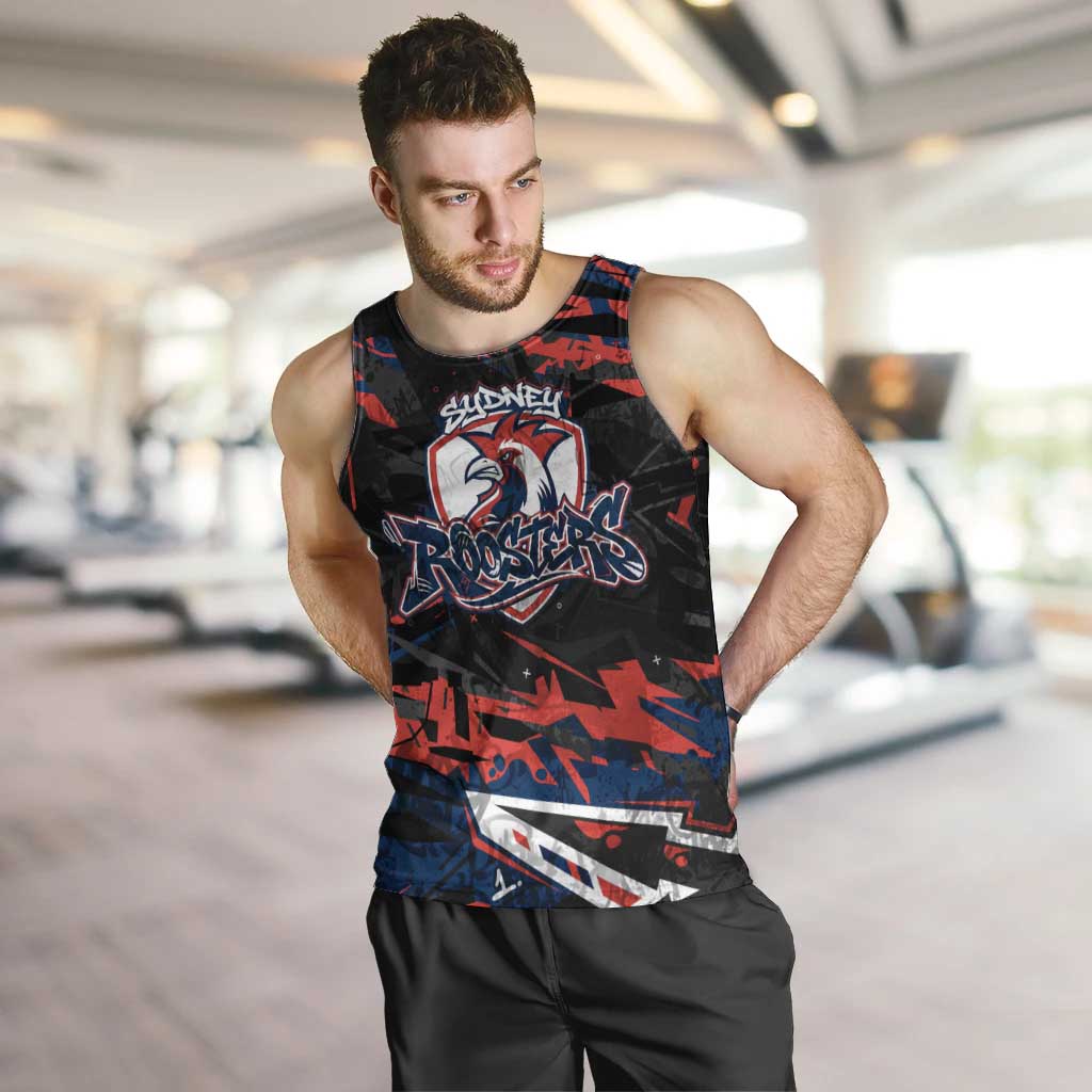 Personalized Sydney Roosters Men Tank Top Graffiti Grunge Abstract Urban Street Style Design