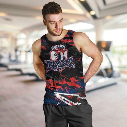 Personalized Sydney Roosters Men Tank Top Graffiti Grunge Abstract Urban Street Style Design