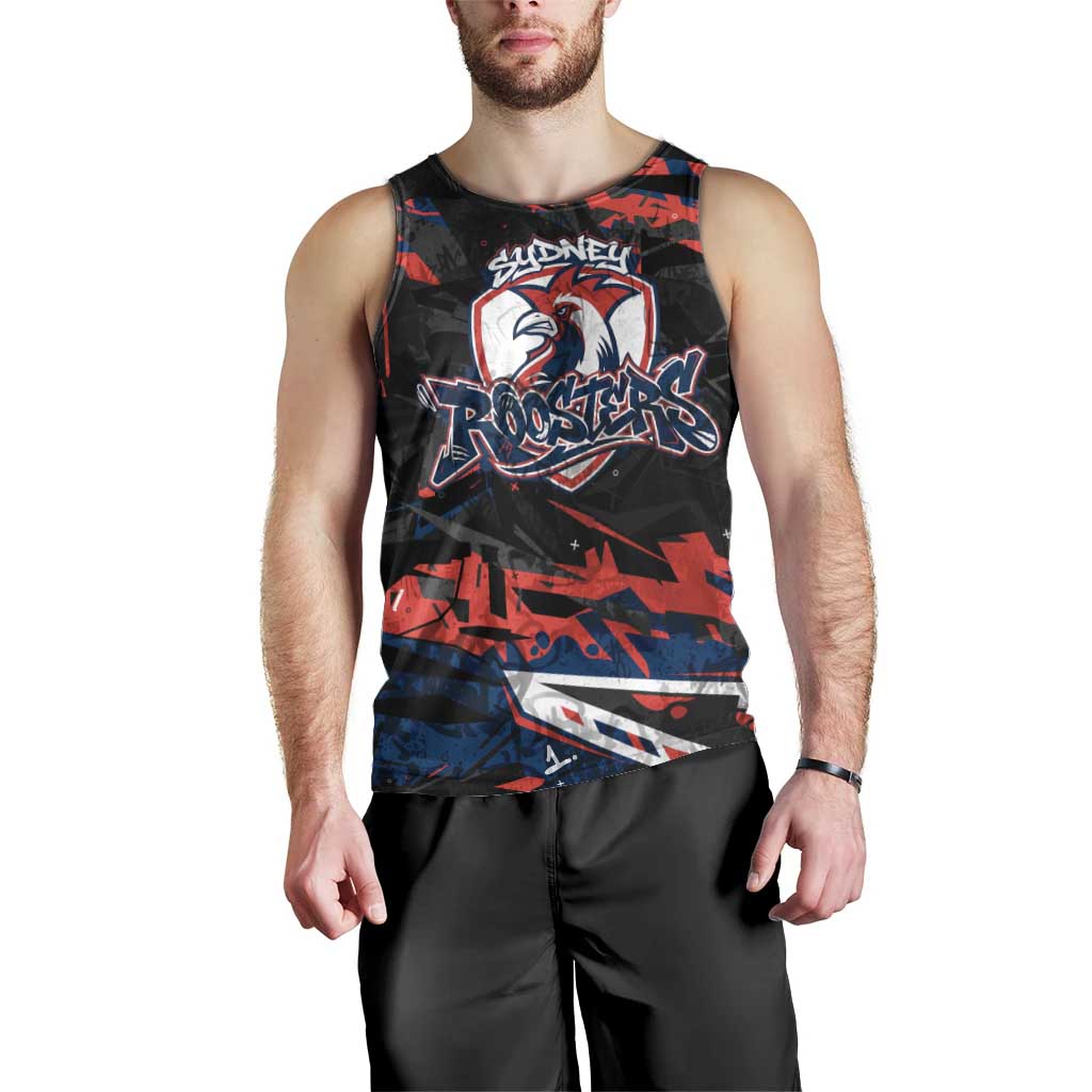 Personalized Sydney Roosters Men Tank Top Graffiti Grunge Abstract Urban Street Style Design