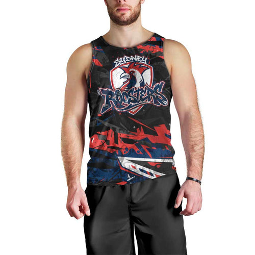 Personalized Sydney Roosters Men Tank Top Graffiti Grunge Abstract Urban Street Style Design