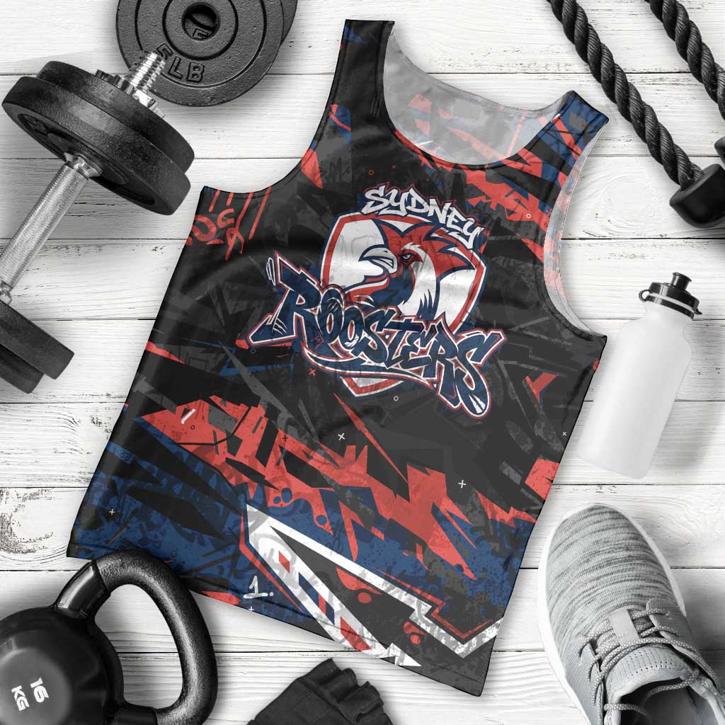 Personalized Sydney Roosters Men Tank Top Graffiti Grunge Abstract Urban Street Style Design