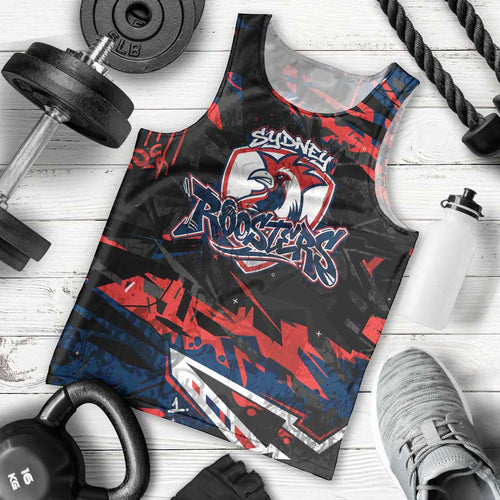 Personalized Sydney Roosters Men Tank Top Graffiti Grunge Abstract Urban Street Style Design